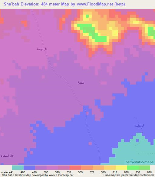 Sha`bah,Yemen Elevation Map