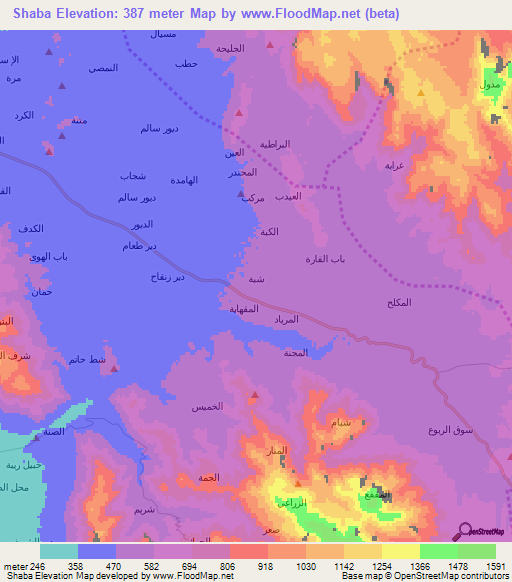 Shaba,Yemen Elevation Map