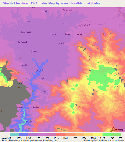 Sha`ib,Yemen Elevation Map
