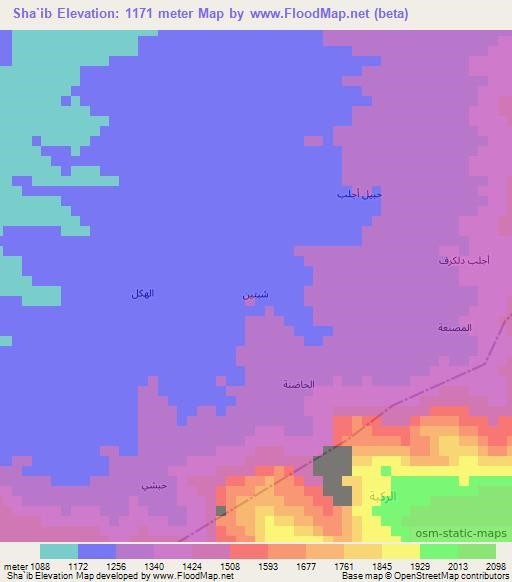 Sha`ib,Yemen Elevation Map
