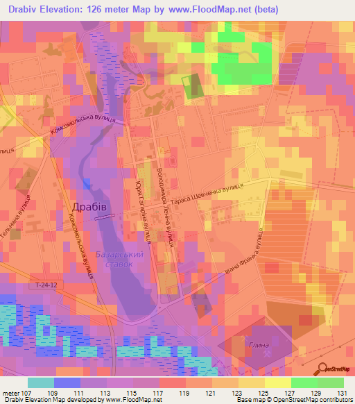 Drabiv,Ukraine Elevation Map
