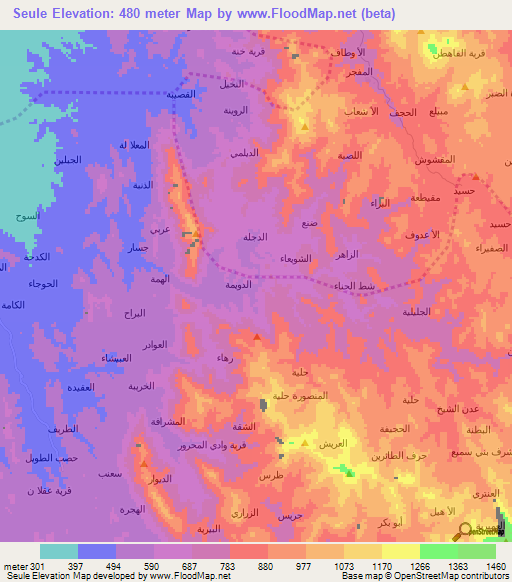 Seule,Yemen Elevation Map