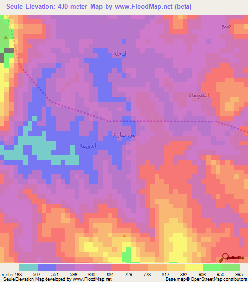 Seule,Yemen Elevation Map