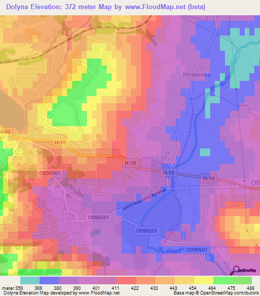 Dolyna,Ukraine Elevation Map