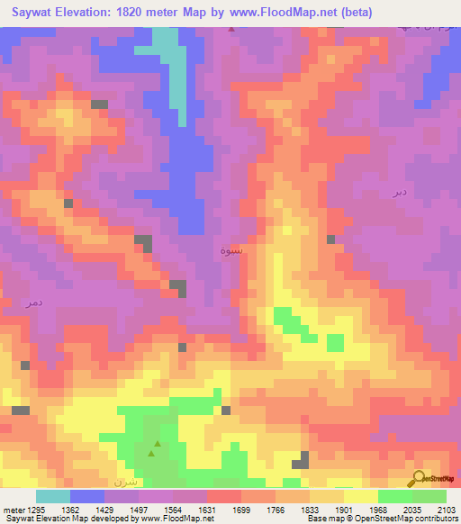 Saywat,Yemen Elevation Map