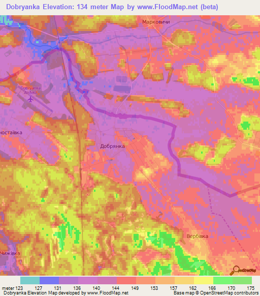 Dobryanka,Ukraine Elevation Map
