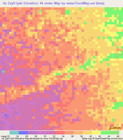 Az Zayli`iyah,Yemen Elevation Map