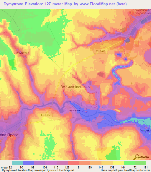 Dymytrove,Ukraine Elevation Map