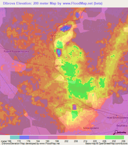 Dibrova,Ukraine Elevation Map