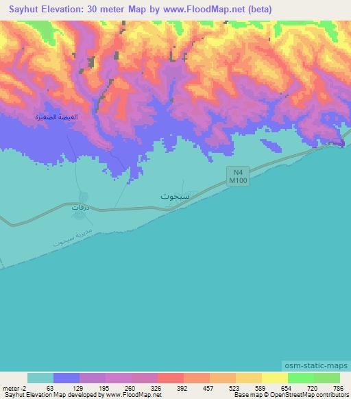 Sayhut,Yemen Elevation Map