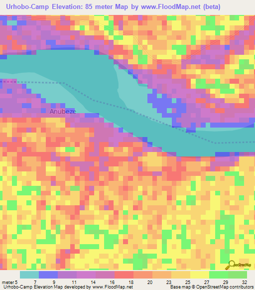 Urhobo-Camp,Nigeria Elevation Map