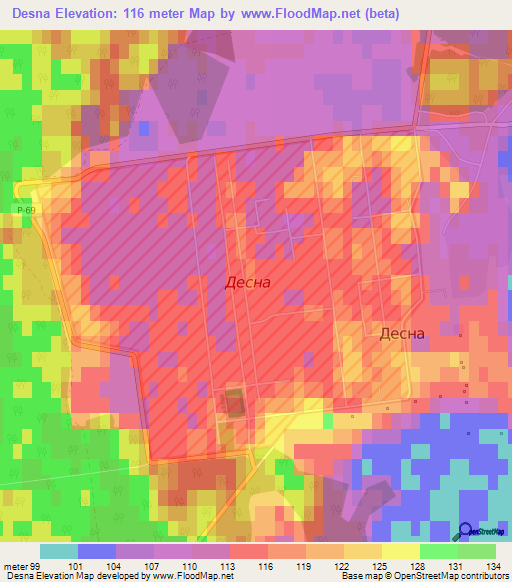 Desna,Ukraine Elevation Map