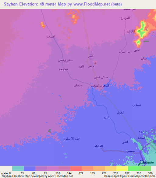 Sayhan,Yemen Elevation Map