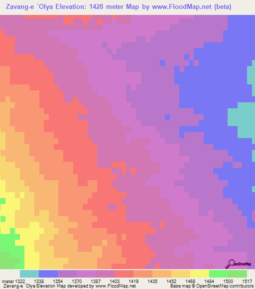 Zavang-e `Olya,Iran Elevation Map