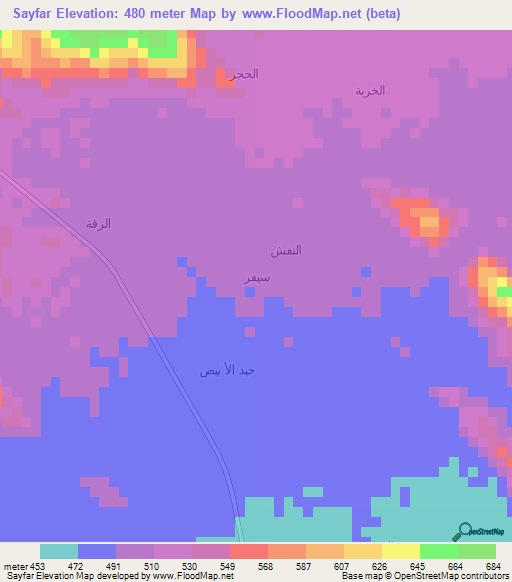Sayfar,Yemen Elevation Map