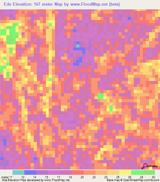 Ede,Nigeria Elevation Map