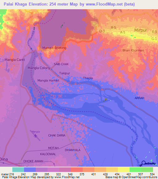 Palai Khaga,Pakistan Elevation Map