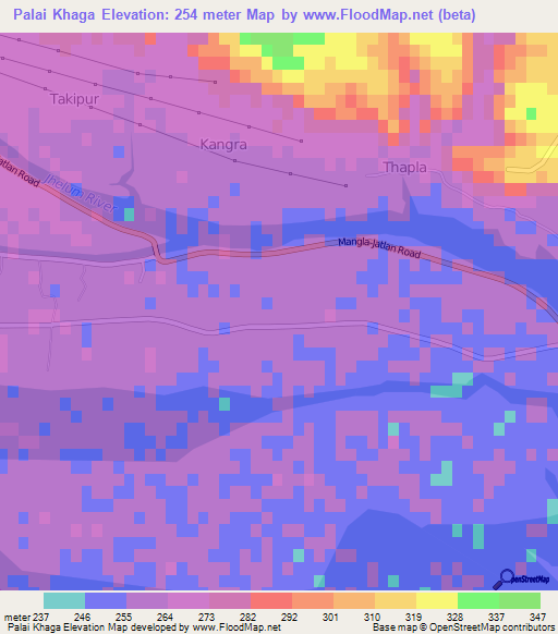 Palai Khaga,Pakistan Elevation Map
