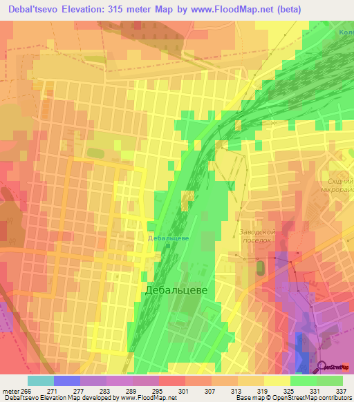Debal'tsevo,Ukraine Elevation Map
