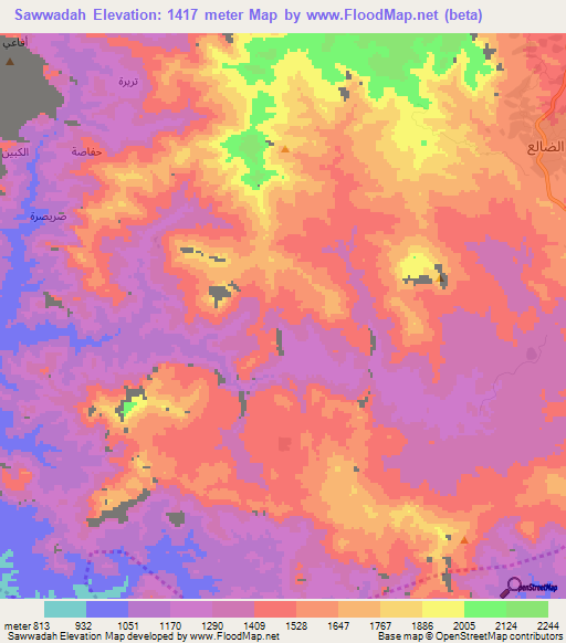 Sawwadah,Yemen Elevation Map