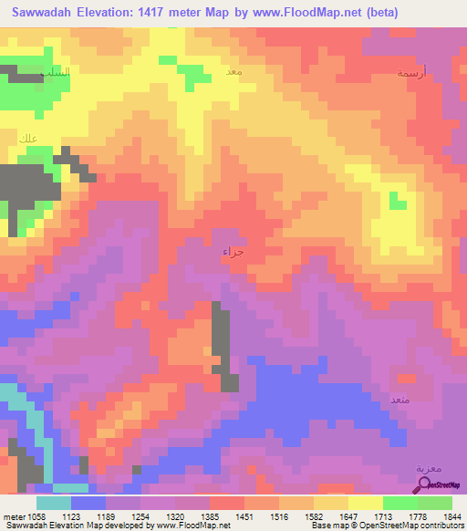 Sawwadah,Yemen Elevation Map