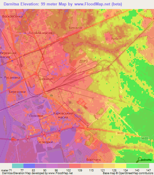 Darnitsa,Ukraine Elevation Map