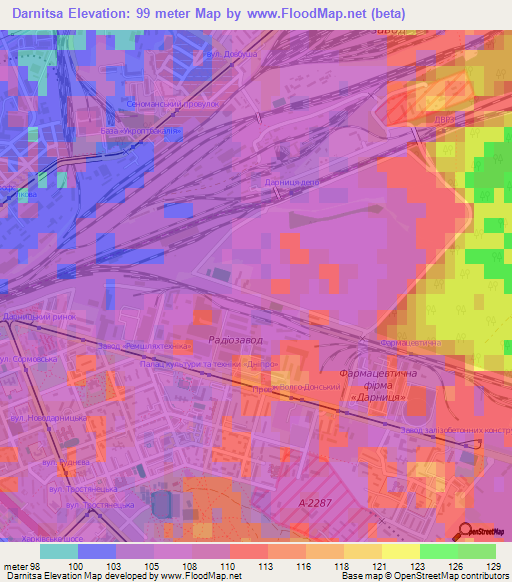 Darnitsa,Ukraine Elevation Map
