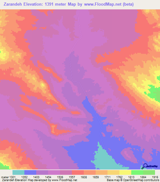 Zarandeh,Iran Elevation Map