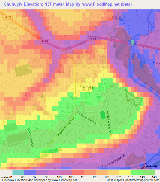Chuhuyiv,Ukraine Elevation Map