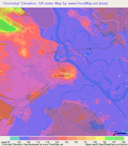 Chornobyl',Ukraine Elevation Map