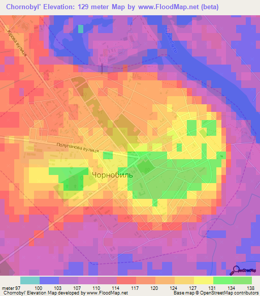 Chornobyl',Ukraine Elevation Map
