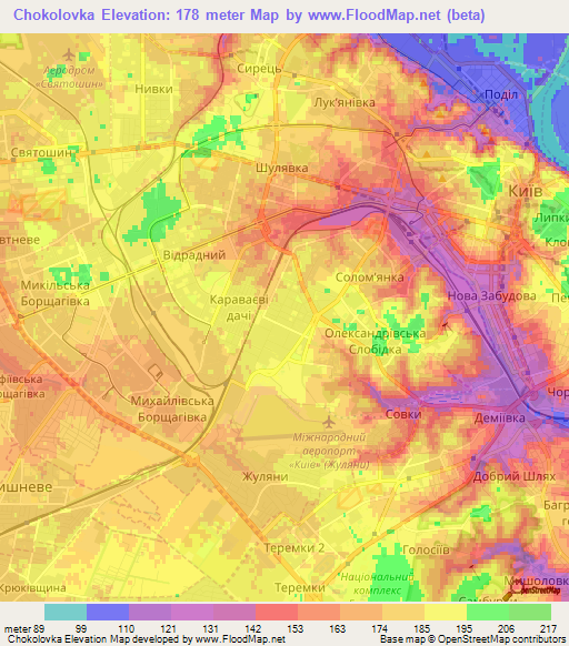 Chokolovka,Ukraine Elevation Map