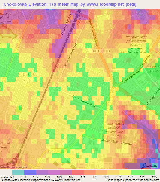 Chokolovka,Ukraine Elevation Map