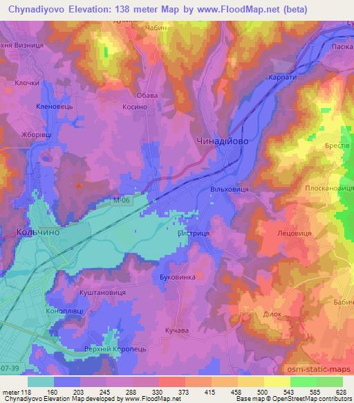 Chynadiyovo,Ukraine Elevation Map