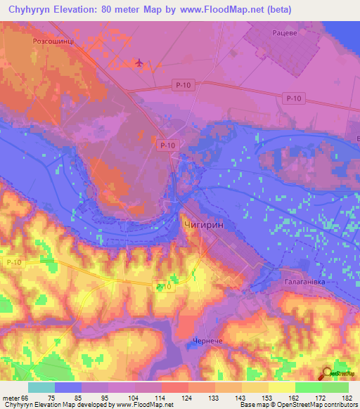 Chyhyryn,Ukraine Elevation Map