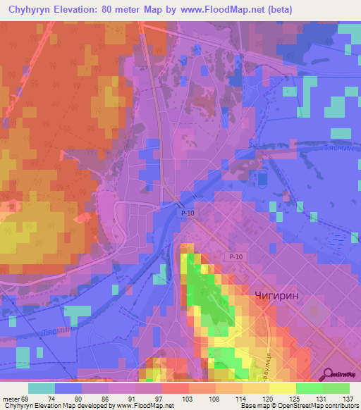 Chyhyryn,Ukraine Elevation Map
