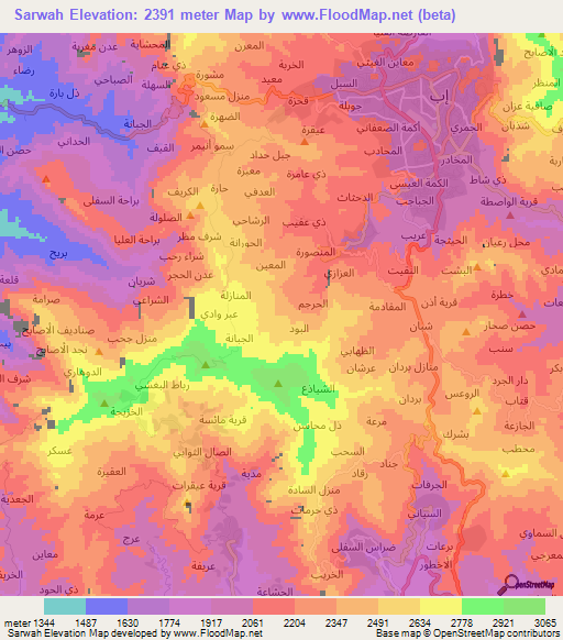 Sarwah,Yemen Elevation Map