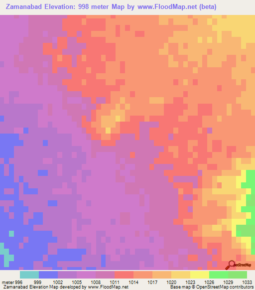 Zamanabad,Iran Elevation Map