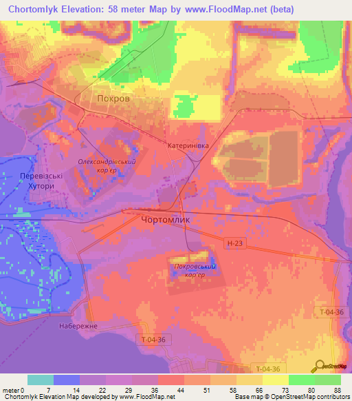 Chortomlyk,Ukraine Elevation Map