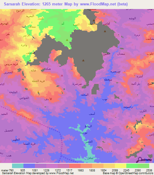 Sarsarah,Yemen Elevation Map