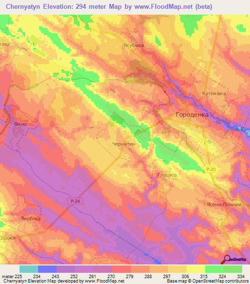 Chernyatyn,Ukraine Elevation Map