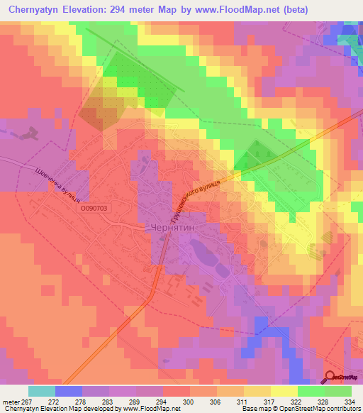 Chernyatyn,Ukraine Elevation Map