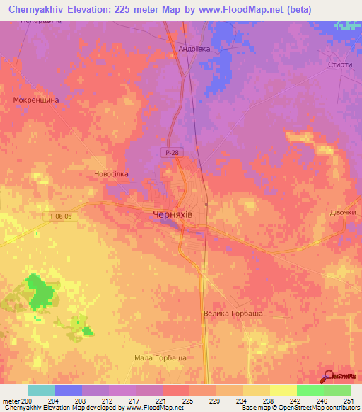 Chernyakhiv,Ukraine Elevation Map