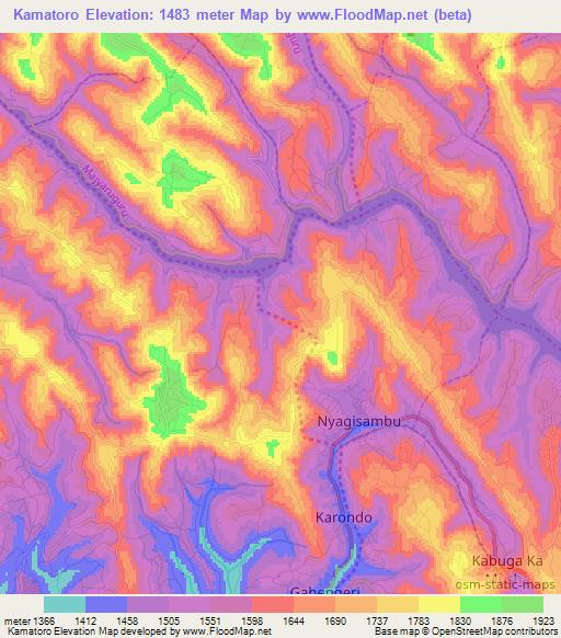 Kamatoro,Rwanda Elevation Map