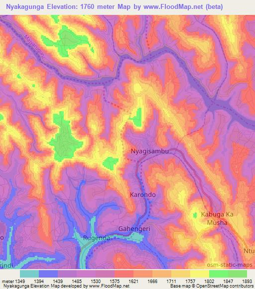 Nyakagunga,Rwanda Elevation Map