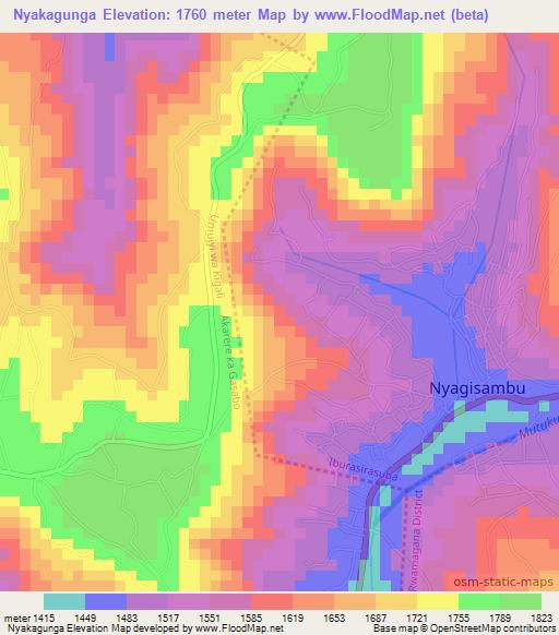 Nyakagunga,Rwanda Elevation Map