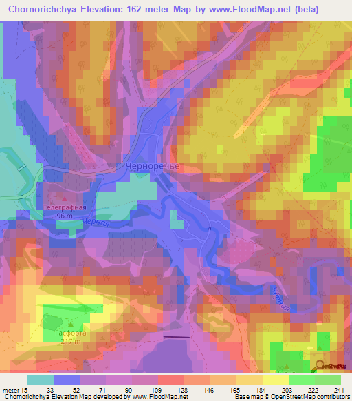 Chornorichchya,Ukraine Elevation Map