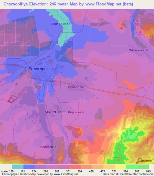 Chornopillya,Ukraine Elevation Map