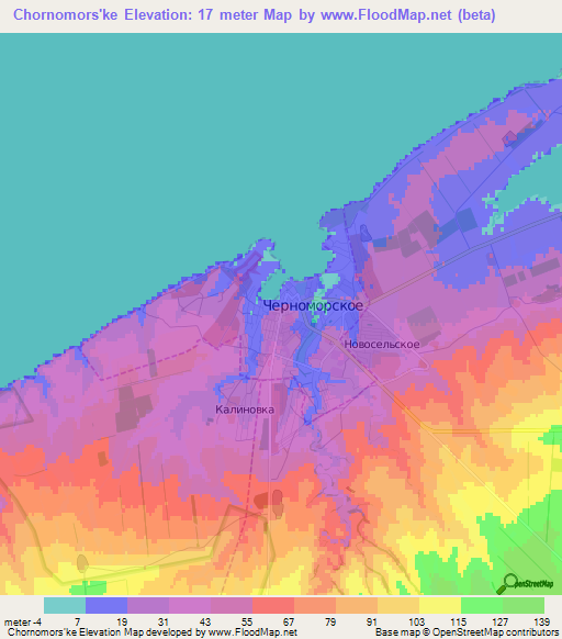 Chornomors'ke,Ukraine Elevation Map