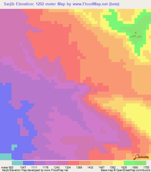 Sarjib,Yemen Elevation Map